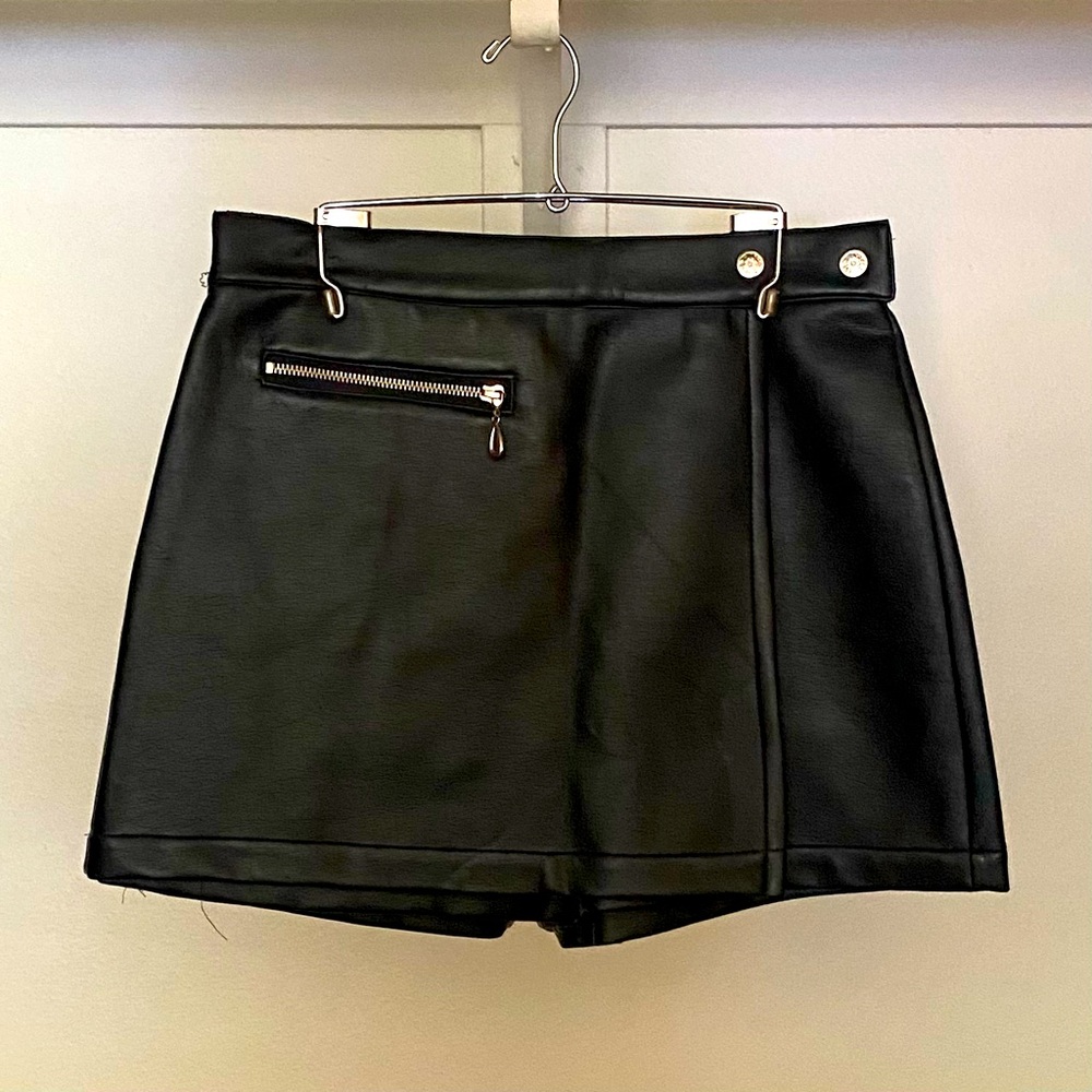 Black Faux Leather Skorts.